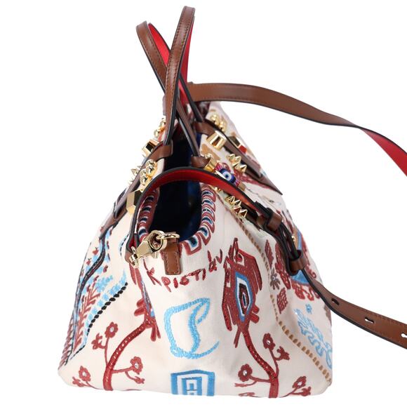 Christian Louboutin Greekaba Small Canvas Tote Bag Shoulder Bag - Picture 7 of 8